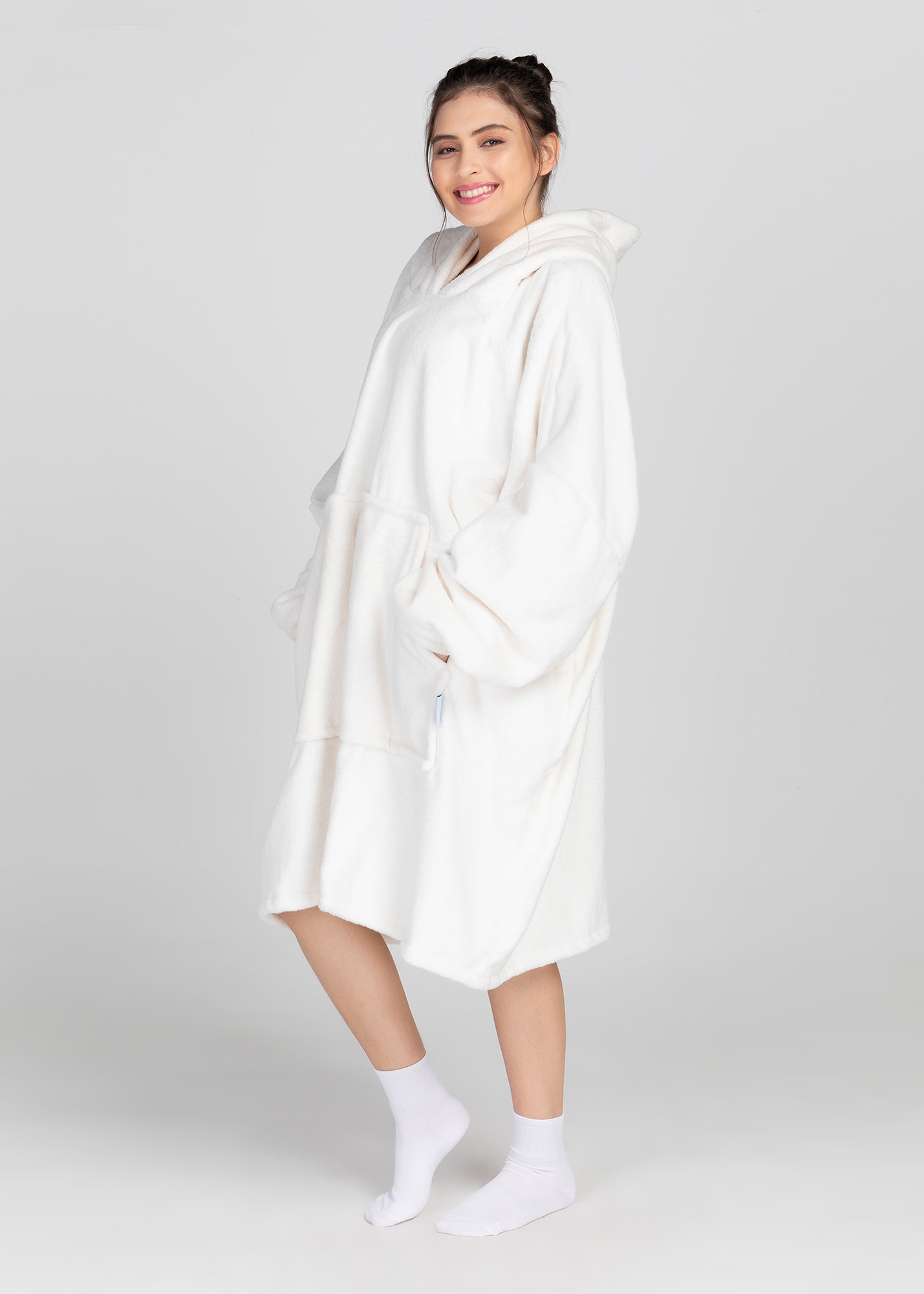 White Luxe - extra thick - The Cloudie Co. ultra soft cosy comfy Giant Wearable Blanket hoodie Unisex home or travel blanket hoodie travel blanket sofa blanket with sleeves hoodie blanket