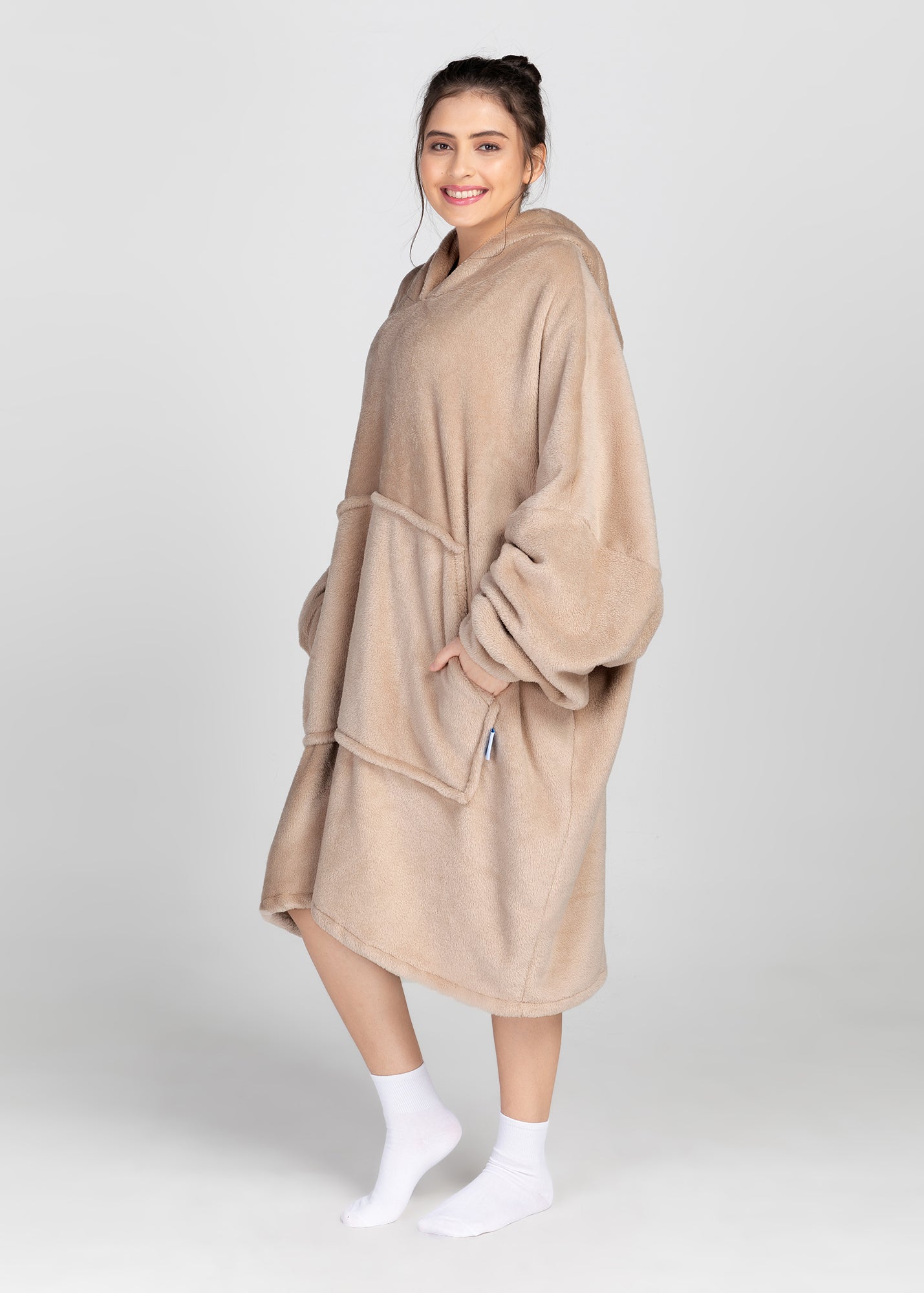 Latte Brown Cloudie® Luxe - The Cloudie Co. ultra soft cosy comfy Giant Wearable Blanket hoodie Unisex home or travel blanket hoodie travel blanket sofa blanket with sleeves hoodie blanket