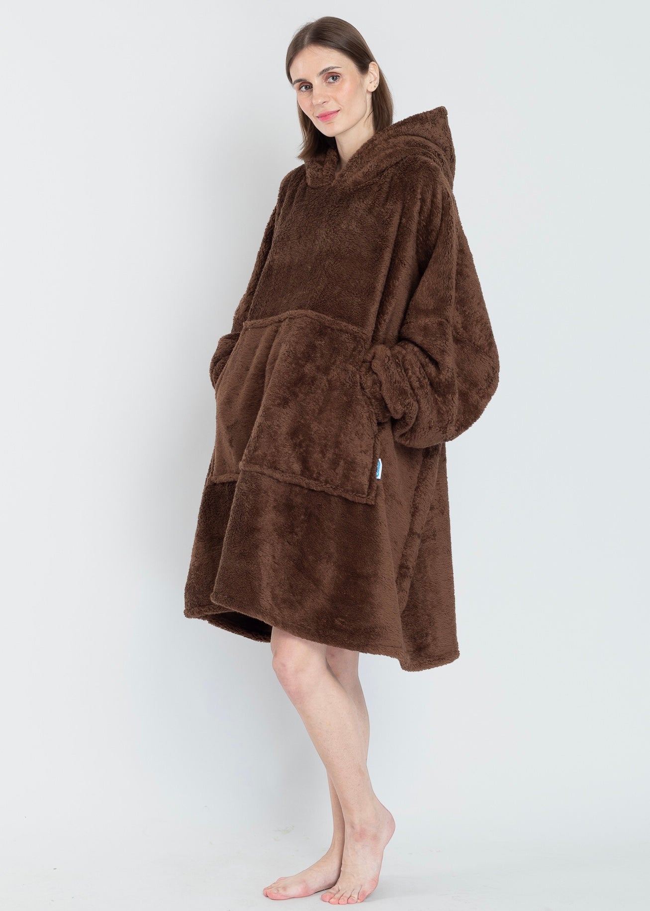 Chocolate Brown Cloudie® Luxe - The Cloudie Co. ultra soft cosy comfy Giant Wearable Blanket hoodie Unisex home or travel blanket hoodie travel blanket sofa blanket with sleeves hoodie blanket
